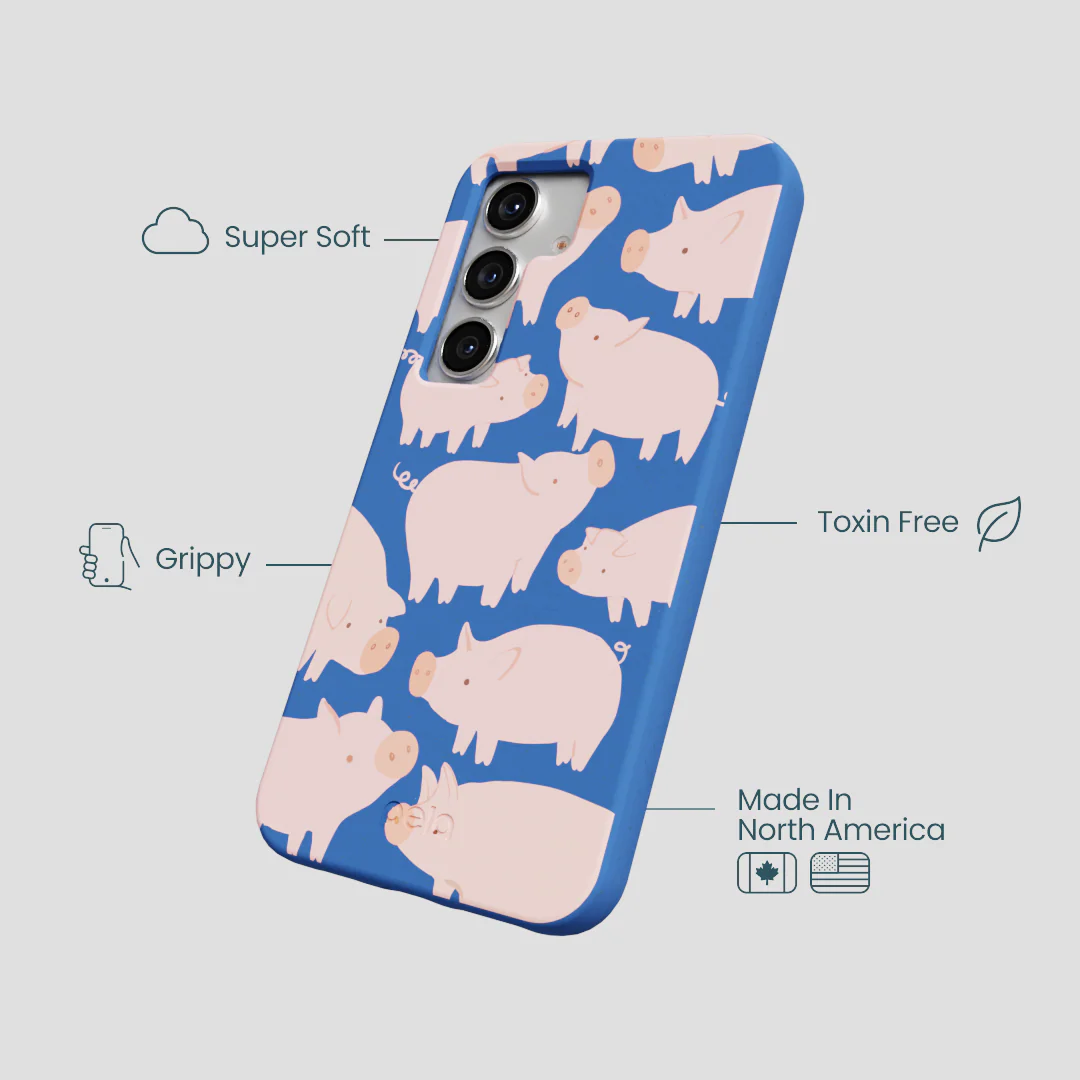 Electric Blue Piggies Samsung Galaxy S25 Case - Image 4