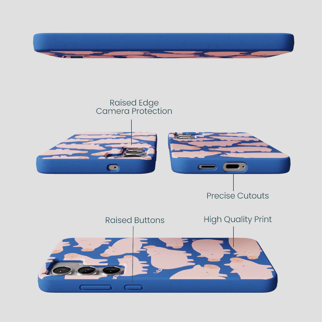 Electric Blue Piggies Samsung Galaxy S25+(Plus) Case - Image 3