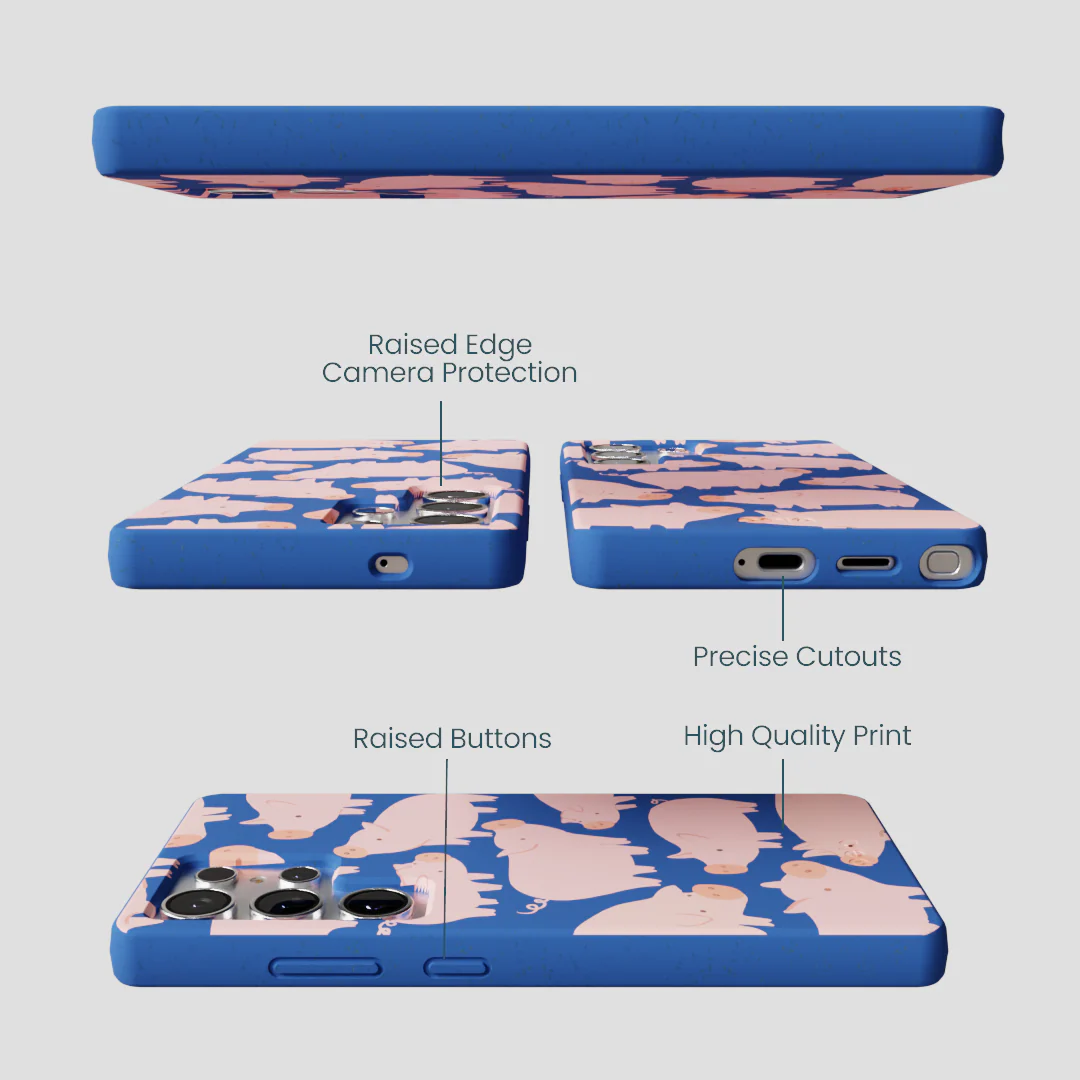 Electric Blue Piggies Samsung Galaxy S25 Ultra Case - Image 3