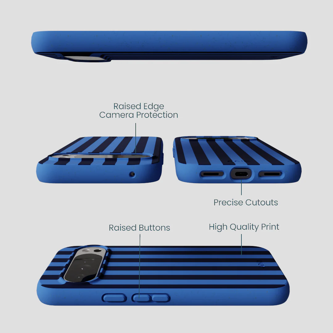 Electric Blue Sapphire Stripes Google Pixel 10 Pro XL Case - Image 2