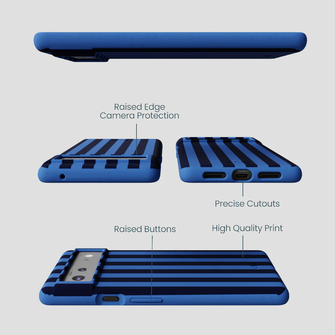 Electric Blue Sapphire Stripes Google Pixel 6 Case - Image 2
