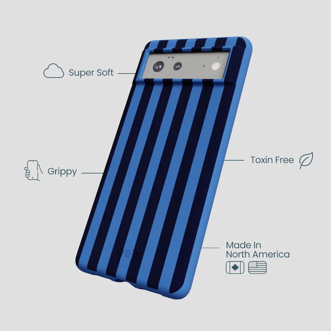 Electric Blue Sapphire Stripes Google Pixel 6a Case - Image 3