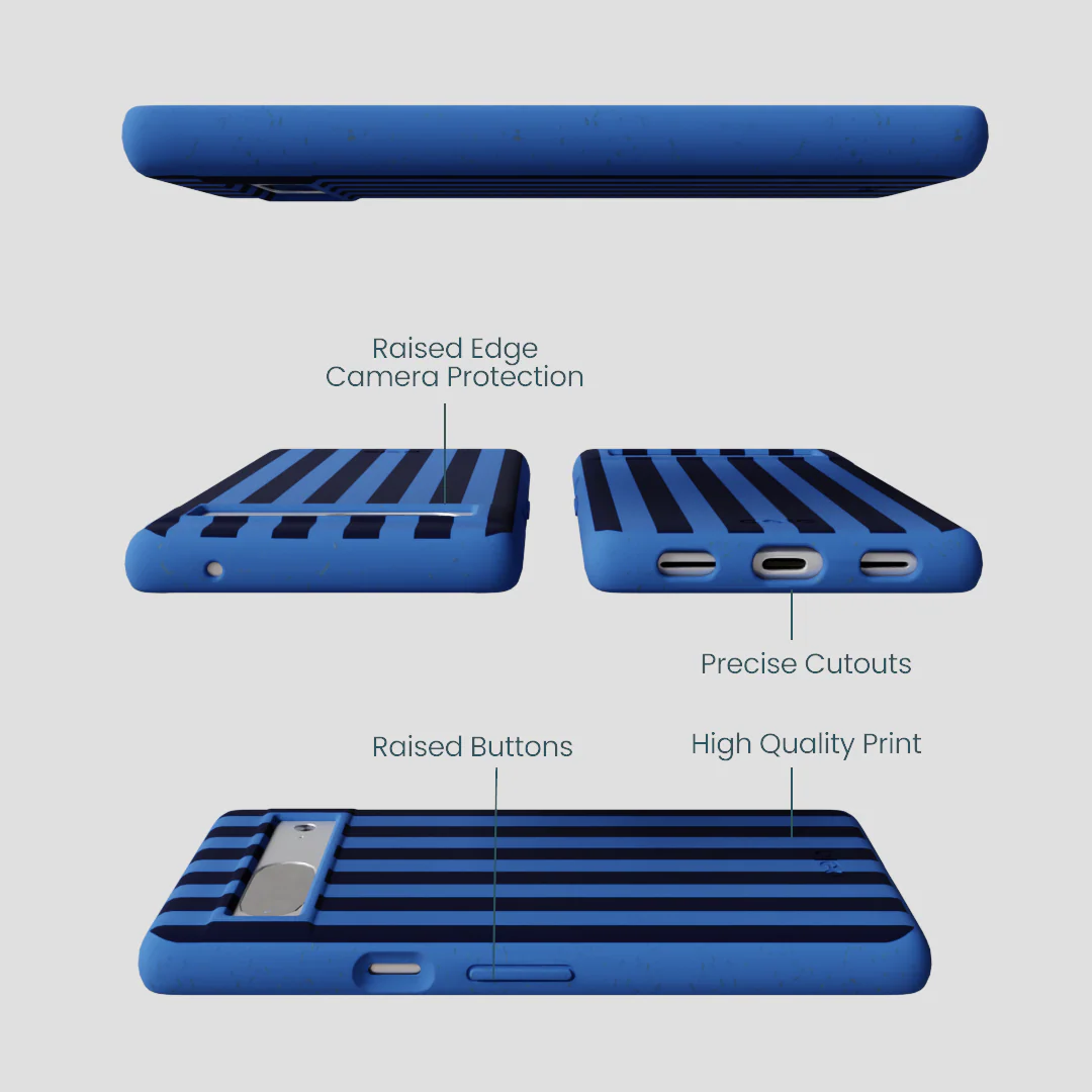 Electric Blue Sapphire Stripes Google Pixel 7 Case - Image 2