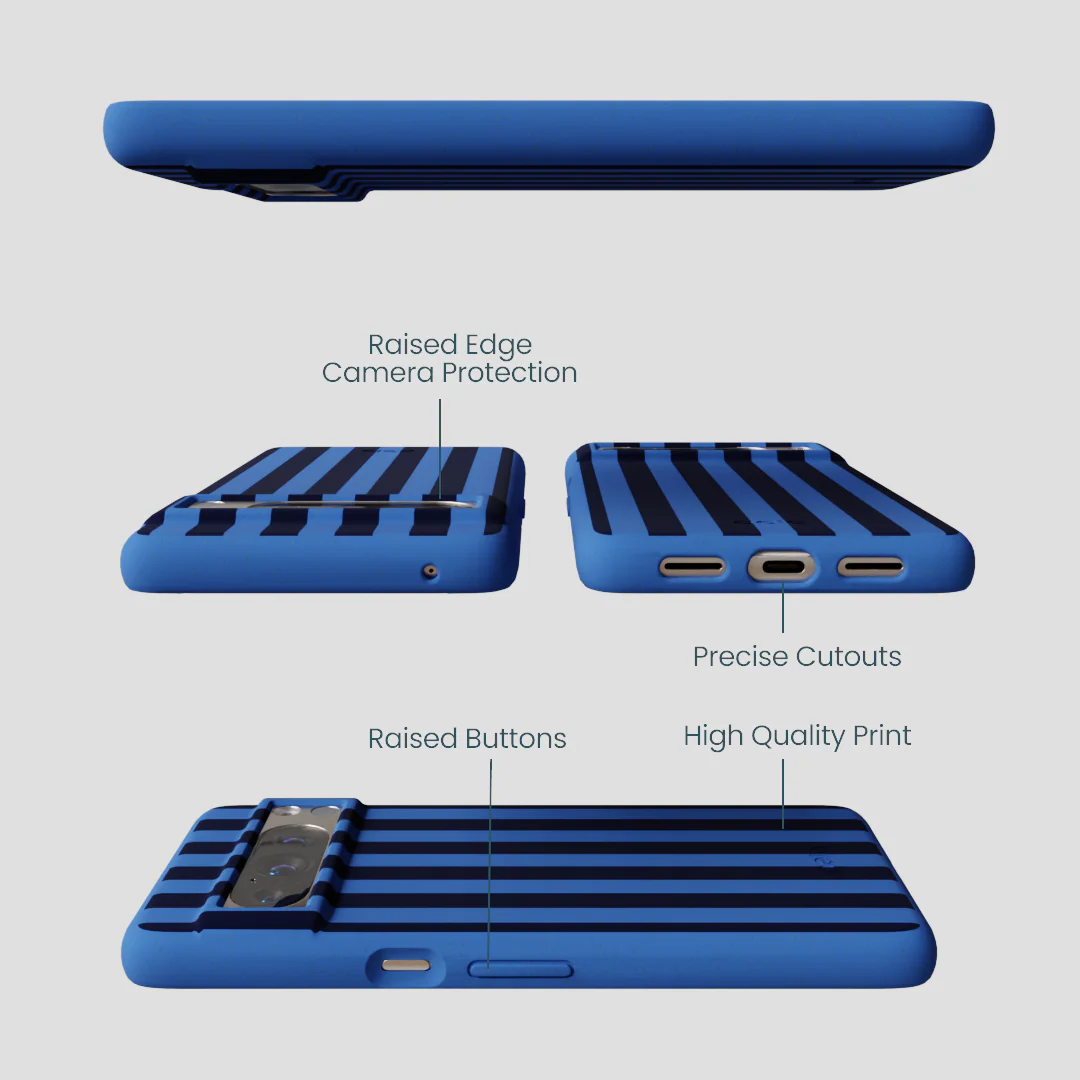 Electric Blue Sapphire Stripes Google Pixel 8 Pro Case - Image 2