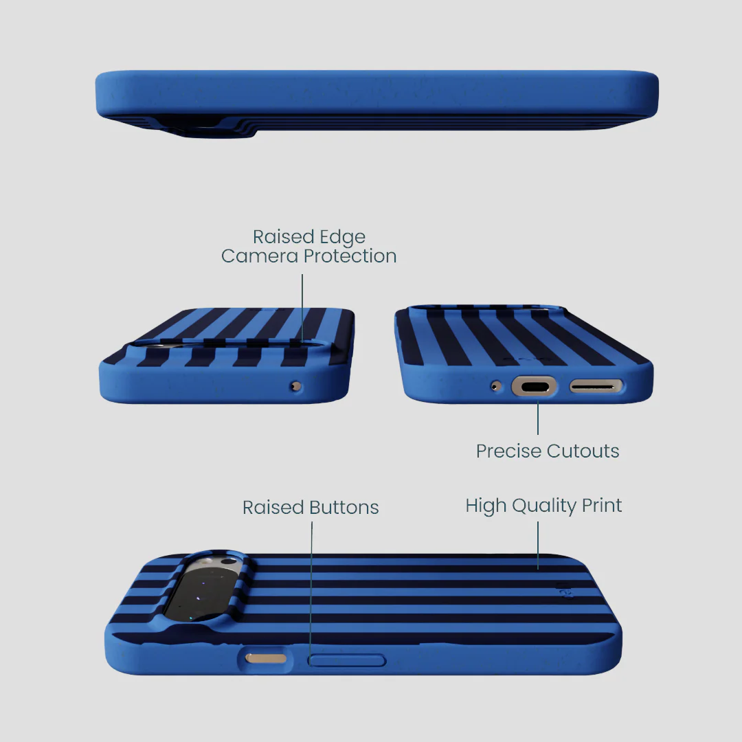 Electric Blue Sapphire Stripes Google Pixel 9/9 Pro Case - Image 2