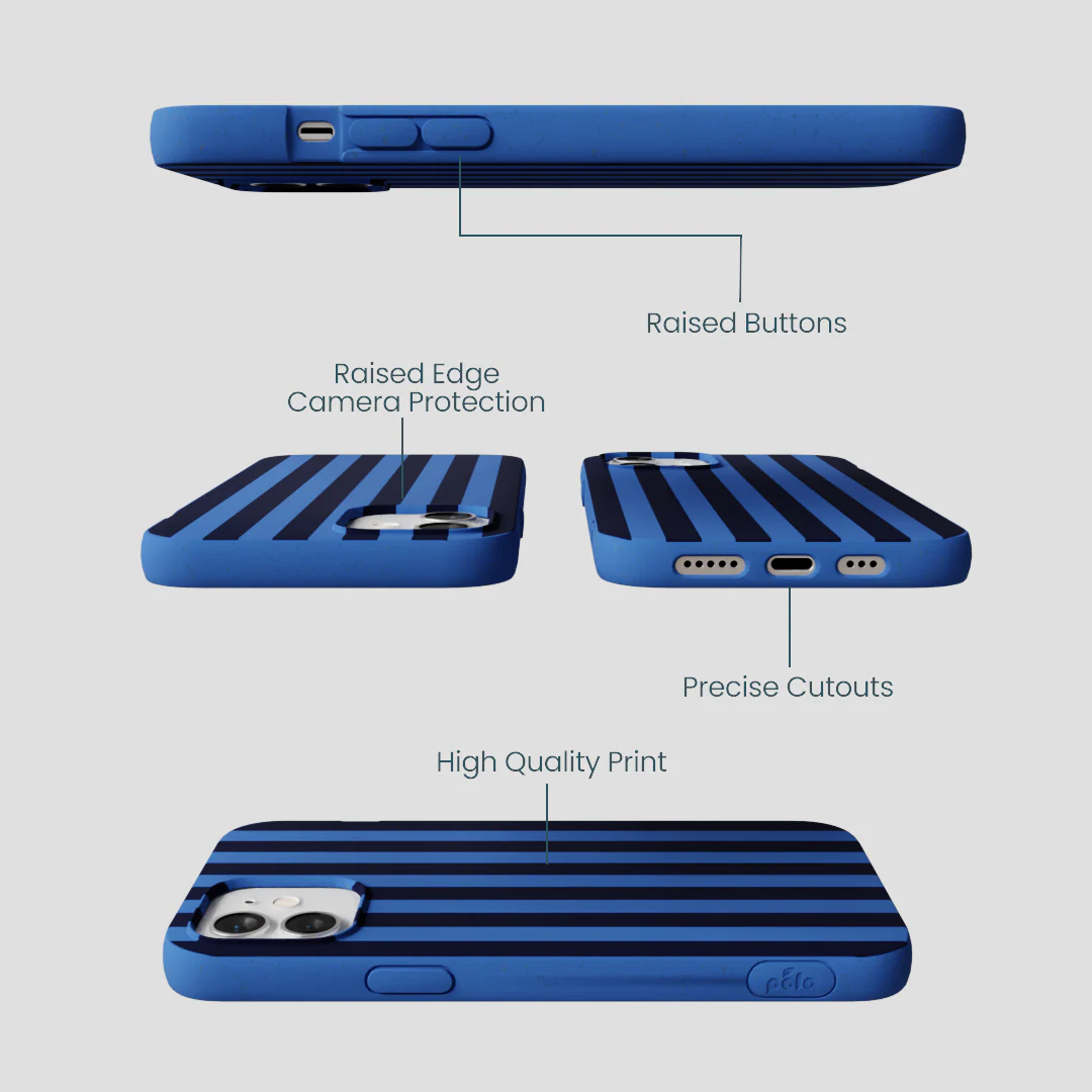 Electric Blue Sapphire Stripes iPhone 12/ iPhone 12 Pro Case - Image 3