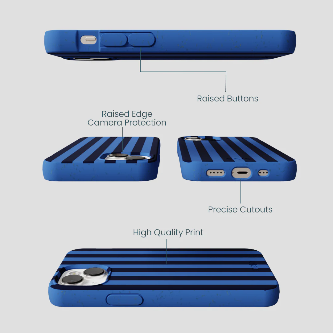 Electric Blue Sapphire Stripes iPhone 13 Case - Image 3
