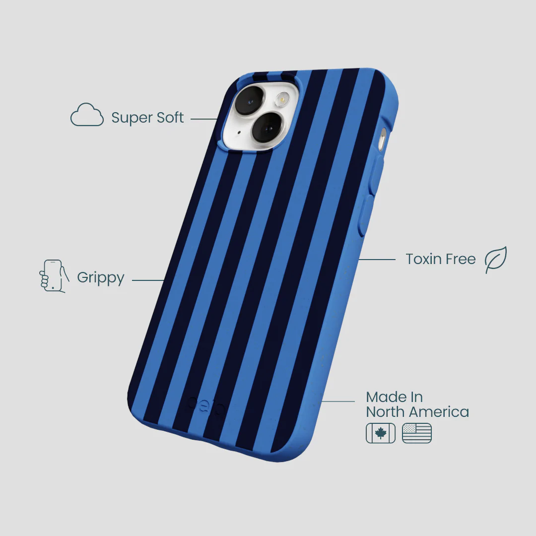 Electric Blue Sapphire Stripes iPhone 13 Case - Image 4