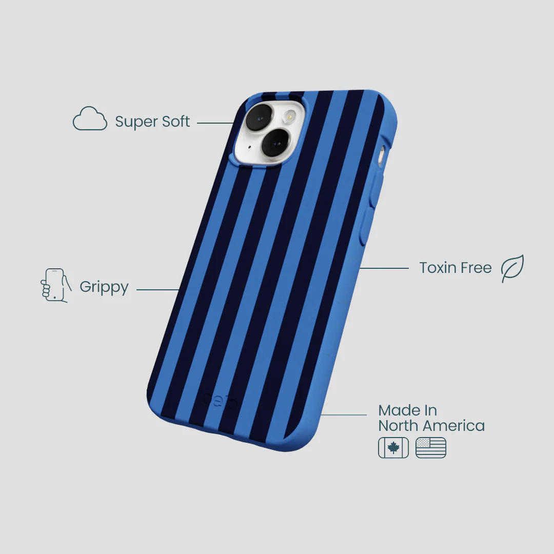 Electric Blue Sapphire Stripes iPhone 13 Mini Case - Image 4