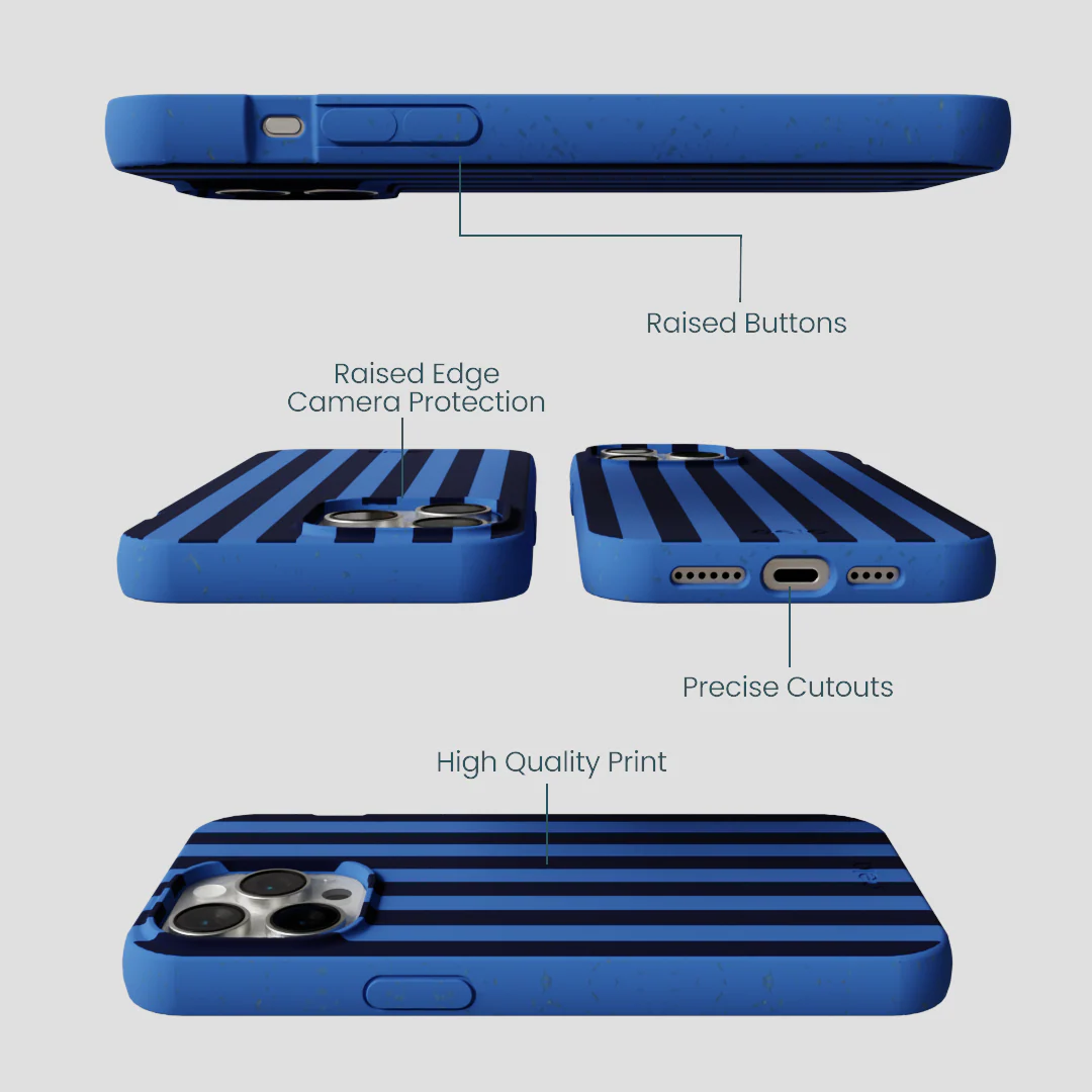 Electric Blue Sapphire Stripes iPhone 14 Pro Max Case - Image 3