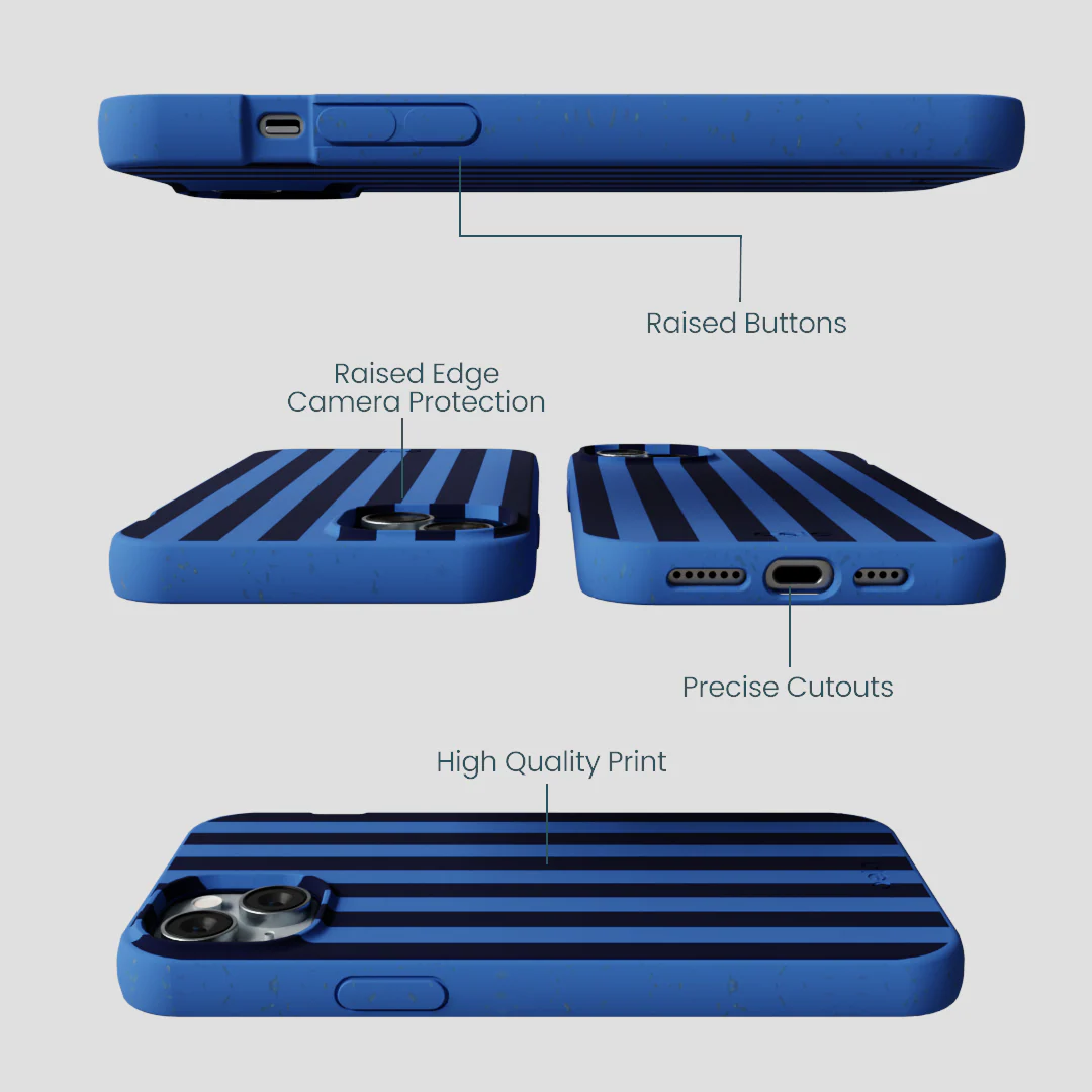 Electric Blue Sapphire Stripes iPhone 15 Plus Case - Image 3