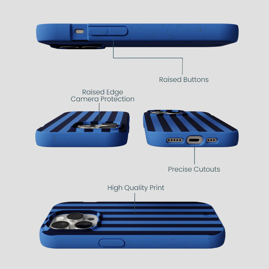 Electric Blue Sapphire Stripes iPhone 15 Pro Case - Image 3