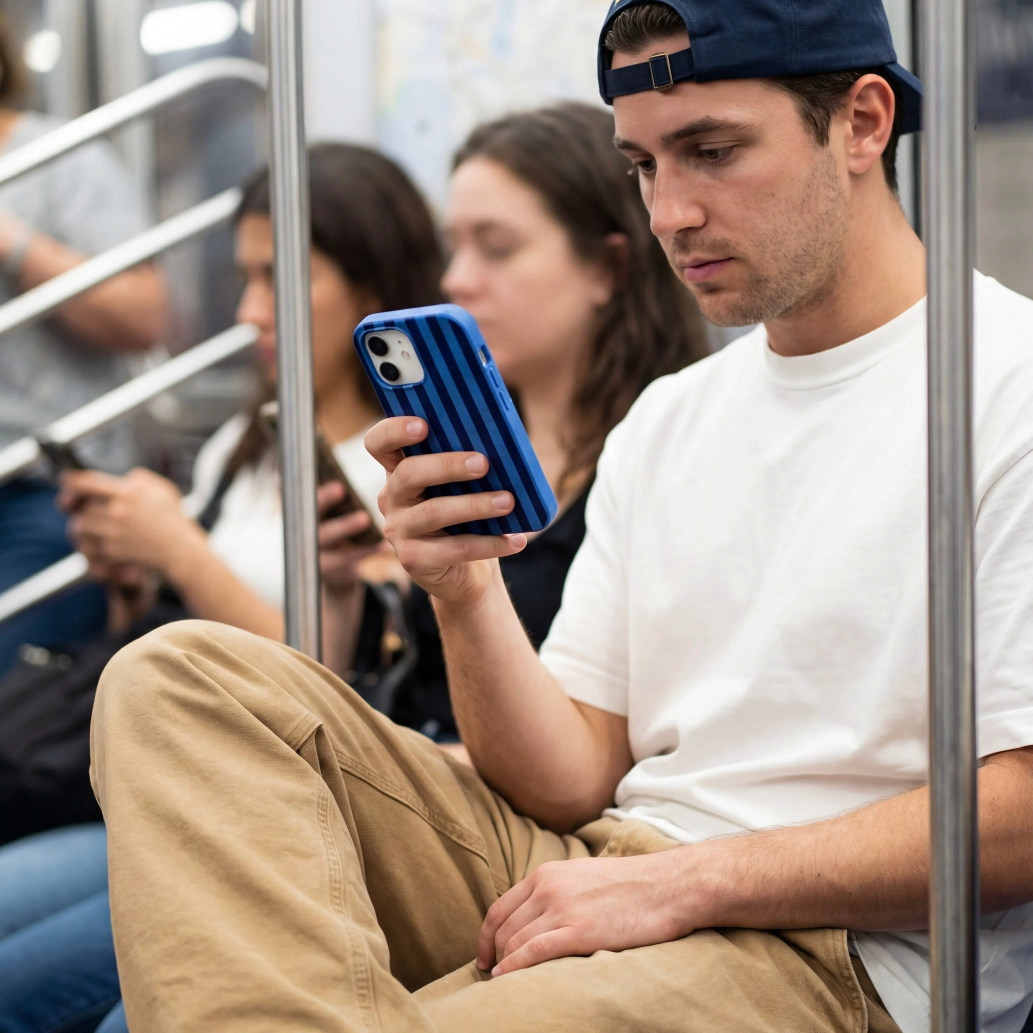 Electric Blue Sapphire Stripes iPhone 15 Pro Max Case - Image 2