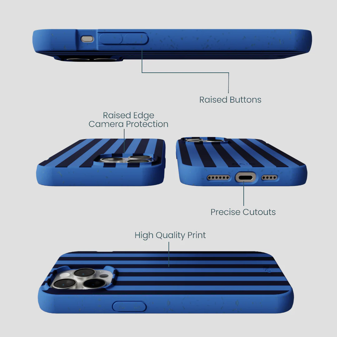 Electric Blue Sapphire Stripes iPhone 15 Pro Max Case - Image 3