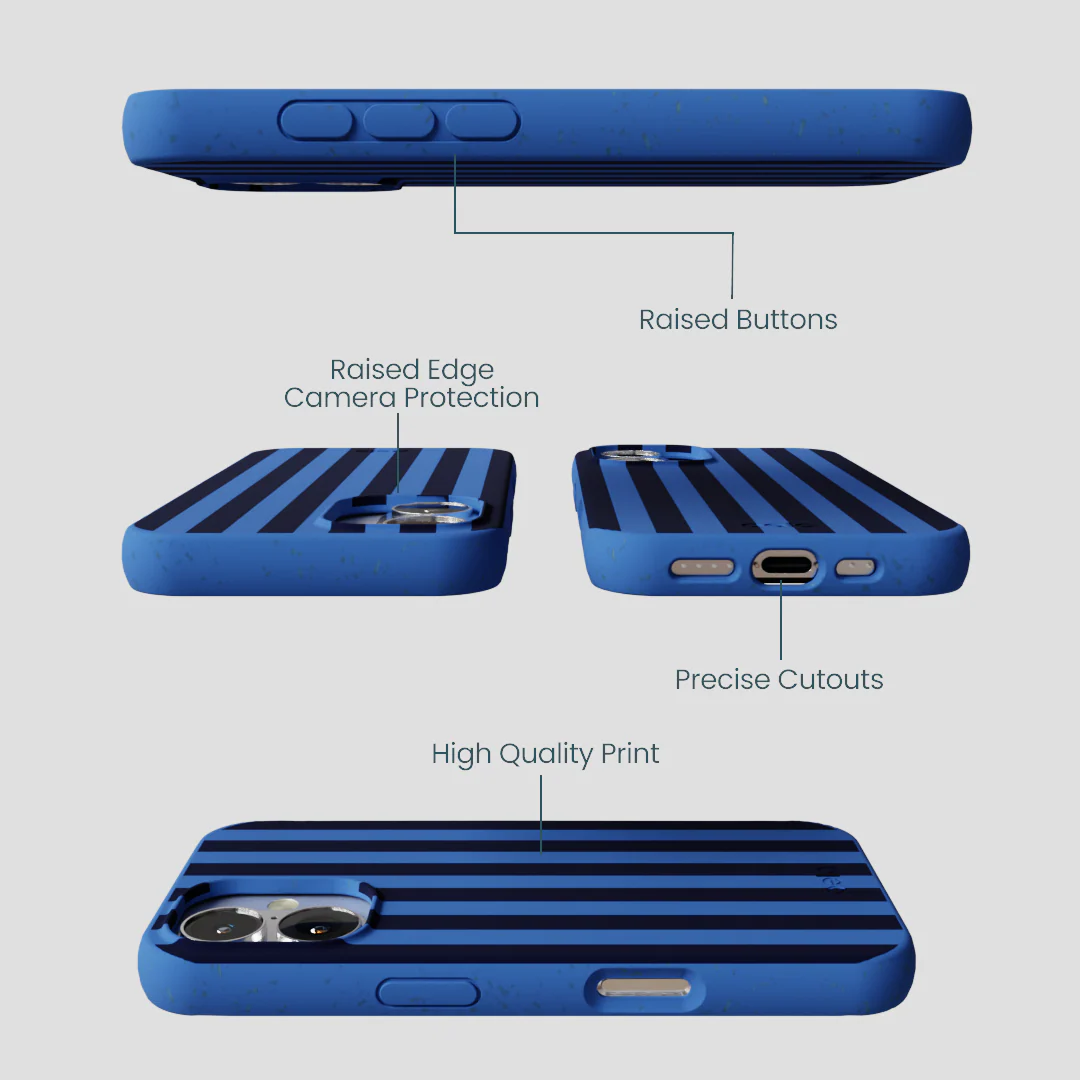 Electric Blue Sapphire Stripes iPhone 16 Case - Image 3