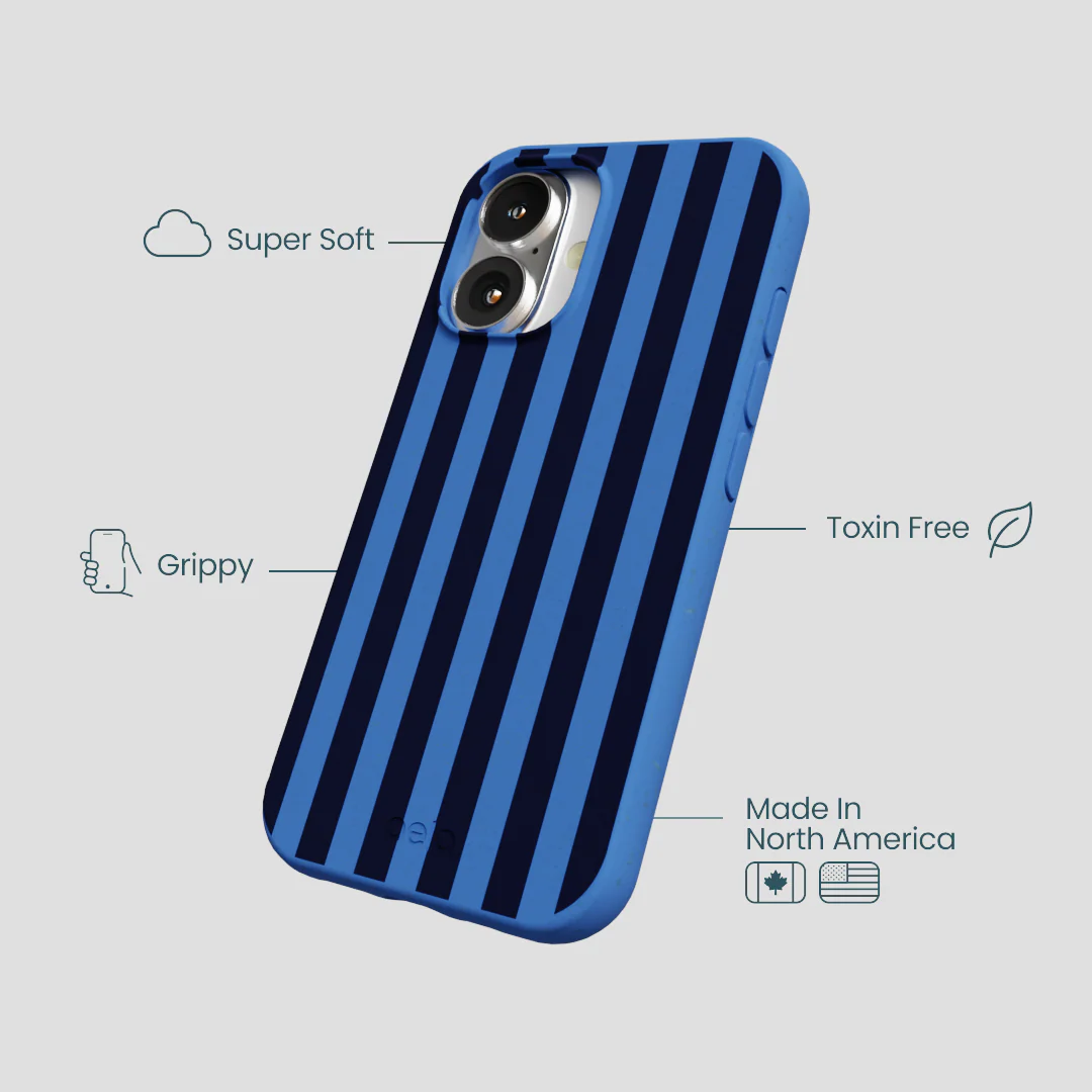 Electric Blue Sapphire Stripes iPhone 16 Case - Image 4