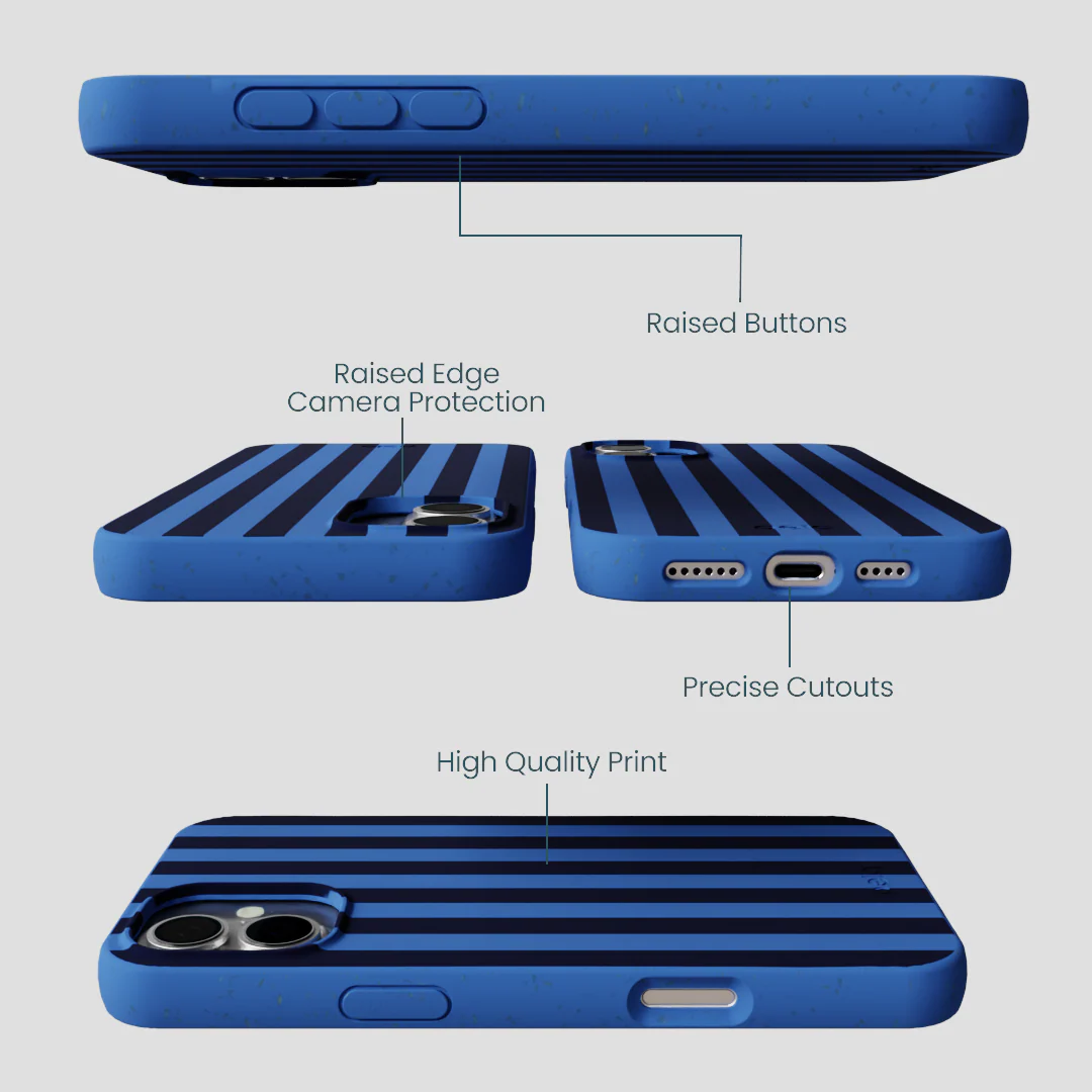 Electric Blue Sapphire Stripes iPhone 16 Plus Case - Image 3