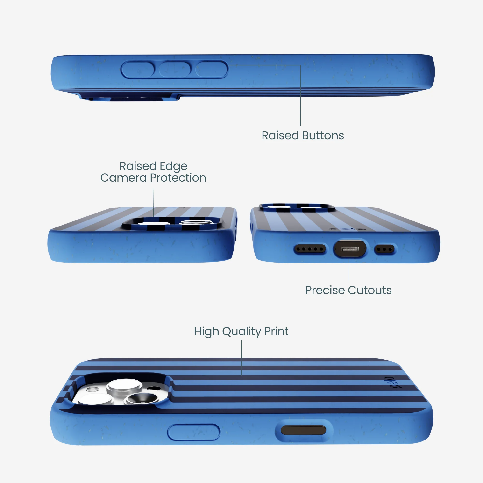 Electric Blue Sapphire Stripes iPhone 16 Pro Max Case - Image 3