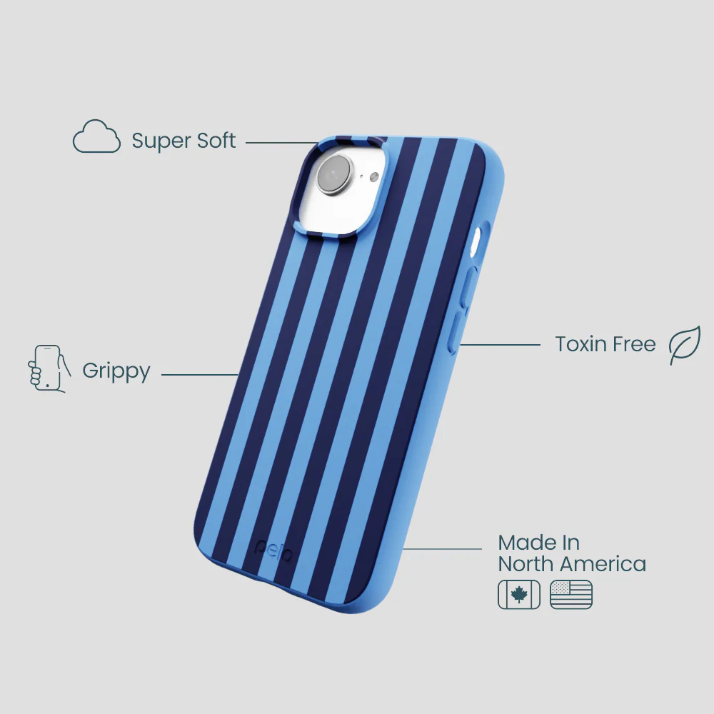 Electric Blue Sapphire Stripes iPhone 16e/17e Case - Image 4