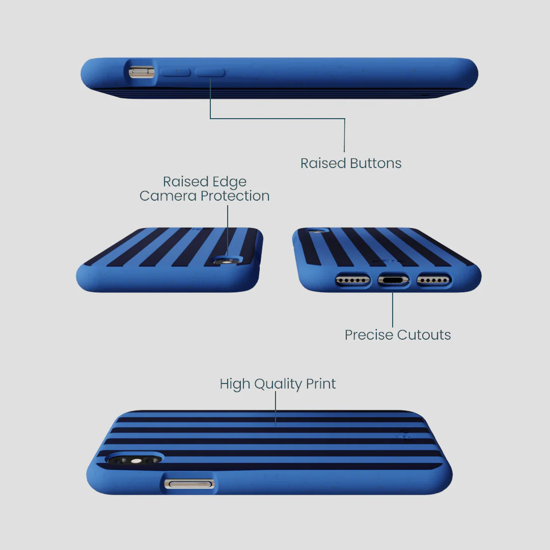 Electric Blue Sapphire Stripes iPhone XR Case - Image 3