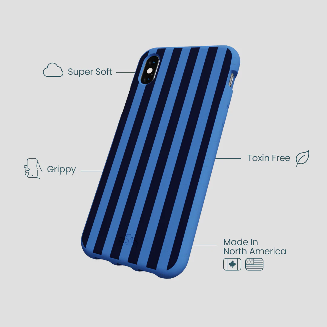 Electric Blue Sapphire Stripes iPhone XR Case - Image 4