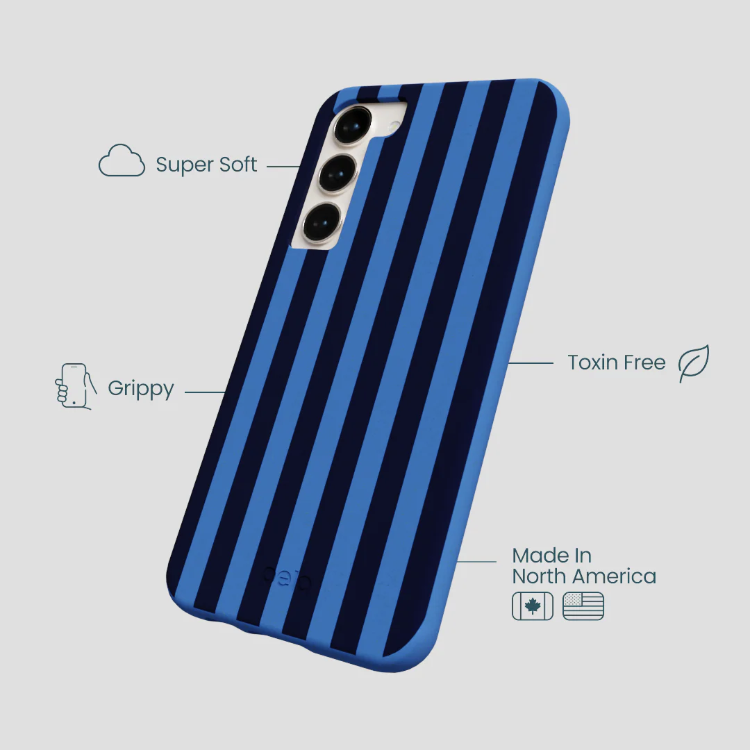 Electric Blue Sapphire Stripes Samsung Galaxy S23+(Plus) Case - Image 3
