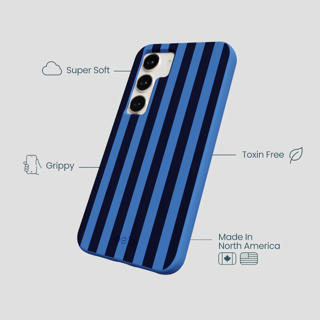 Electric Blue Sapphire Stripes Samsung Galaxy S24 Case - Image 3