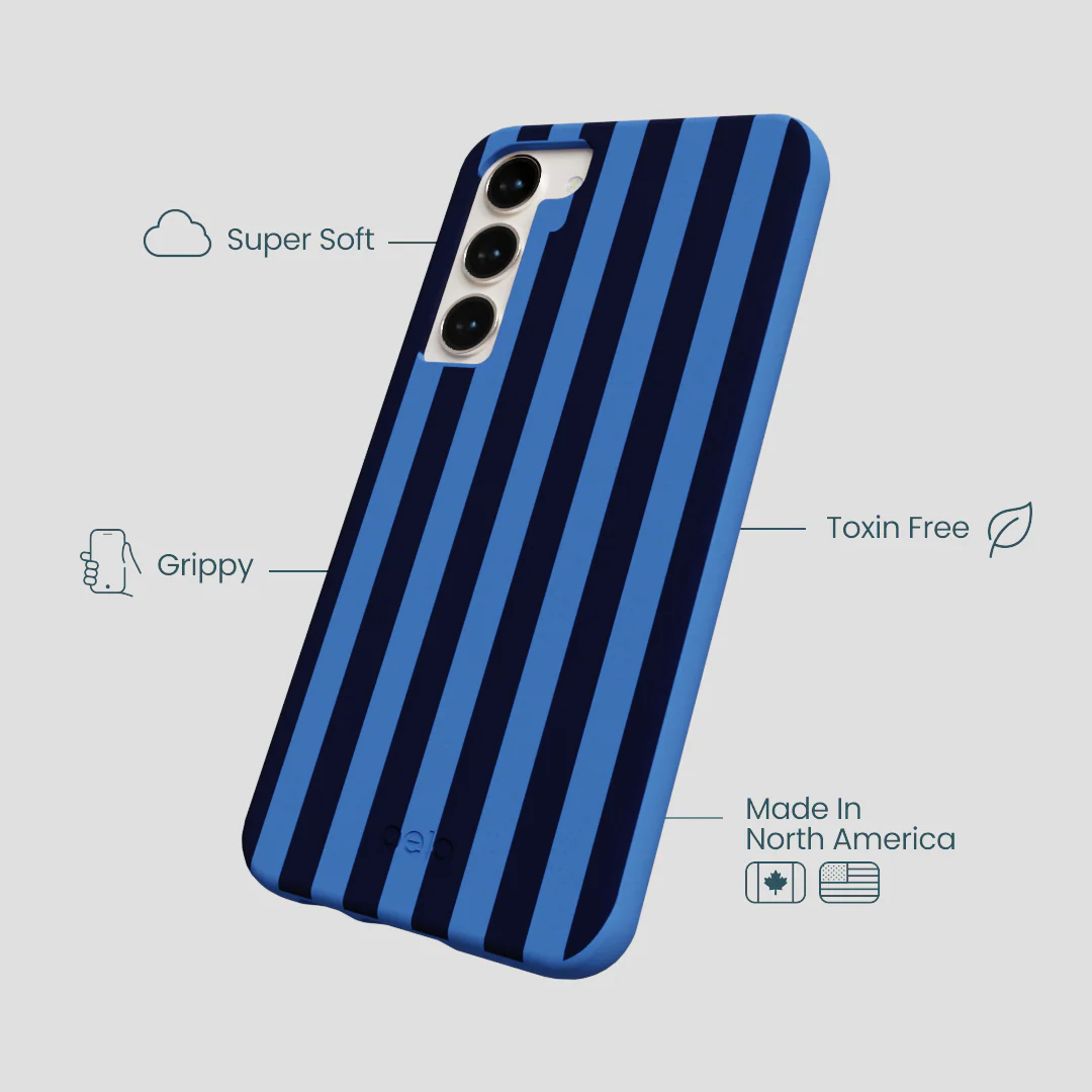 Electric Blue Sapphire Stripes Samsung Galaxy S24+(Plus) Case - Image 3