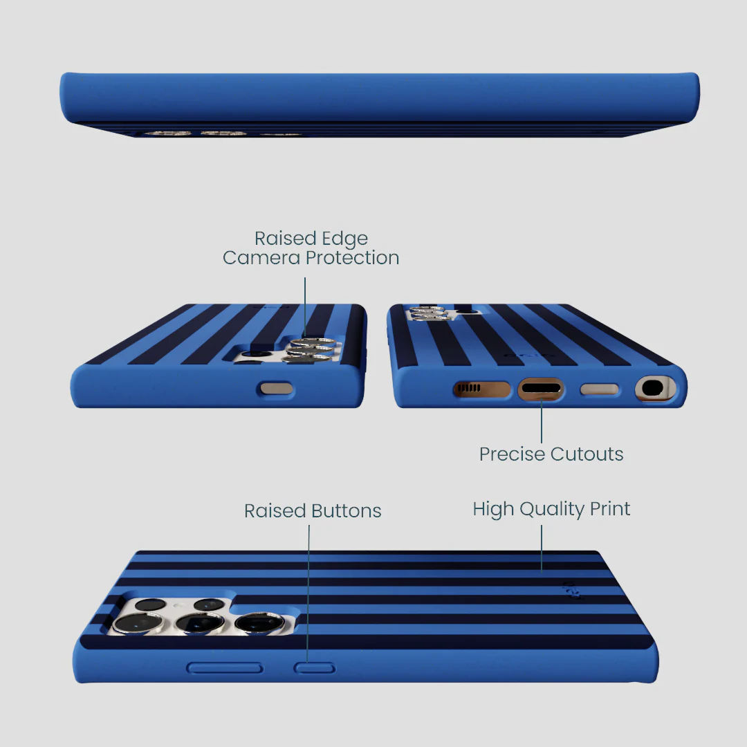 Electric Blue Sapphire Stripes Samsung Galaxy S24 Ultra Case - Image 2