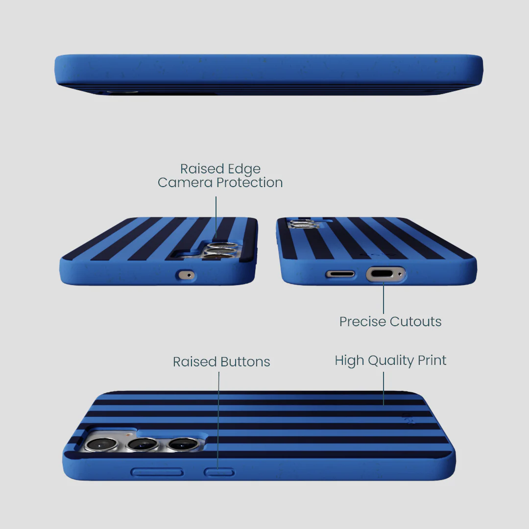 Electric Blue Sapphire Stripes Samsung Galaxy S25+(Plus) Case - Image 2