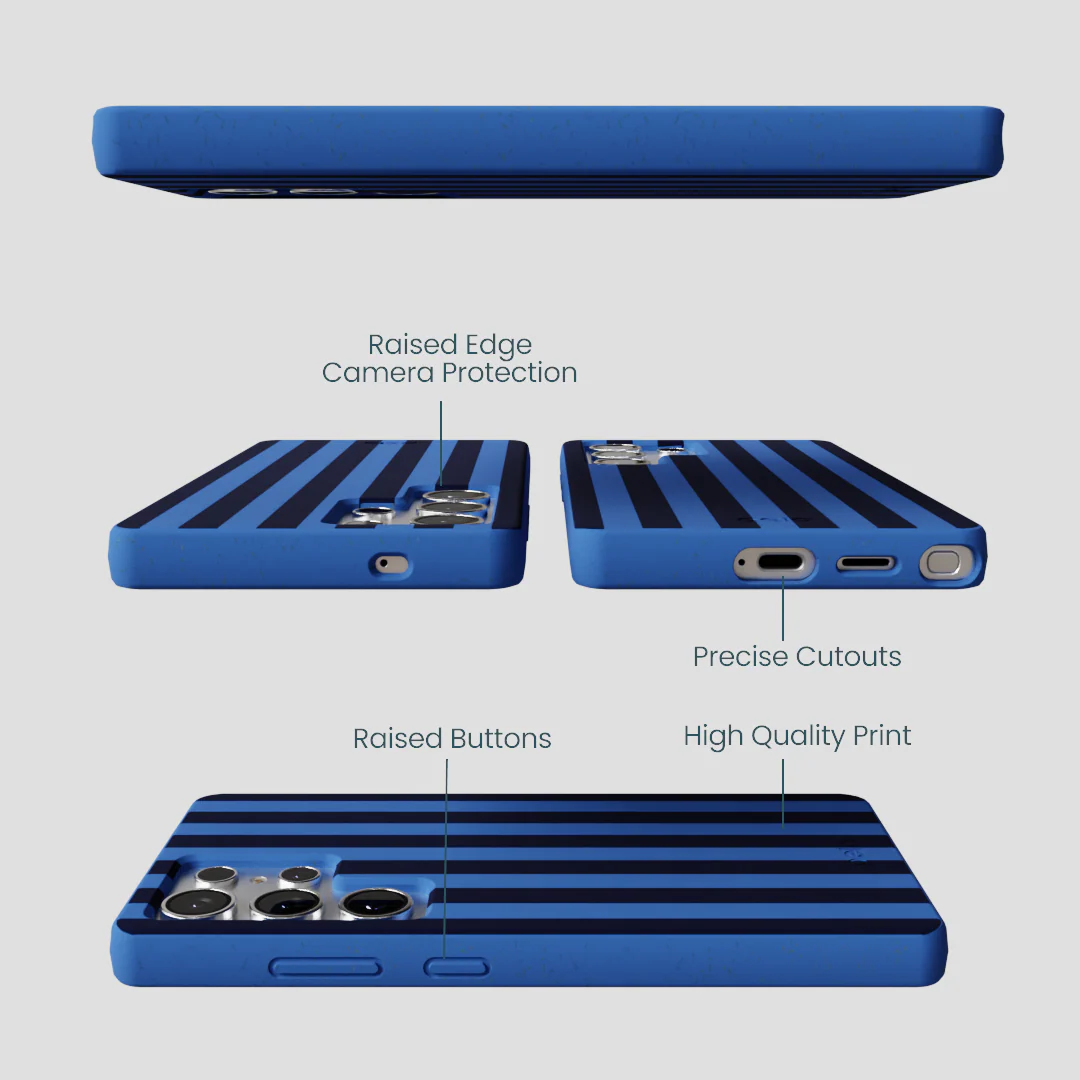 Electric Blue Sapphire Stripes Samsung Galaxy S25 Ultra Case - Image 2