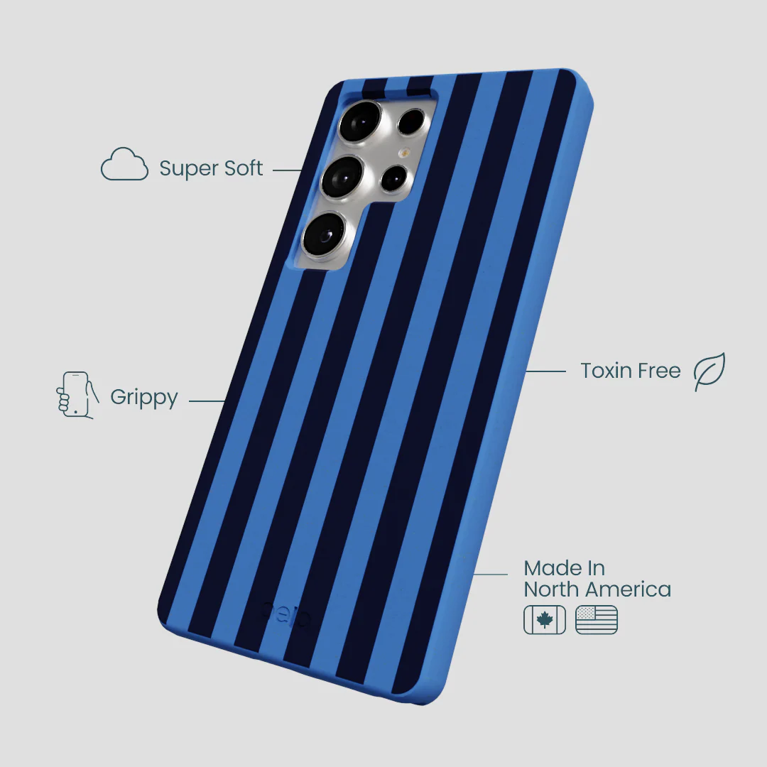 Electric Blue Sapphire Stripes Samsung Galaxy S25 Ultra Case - Image 3