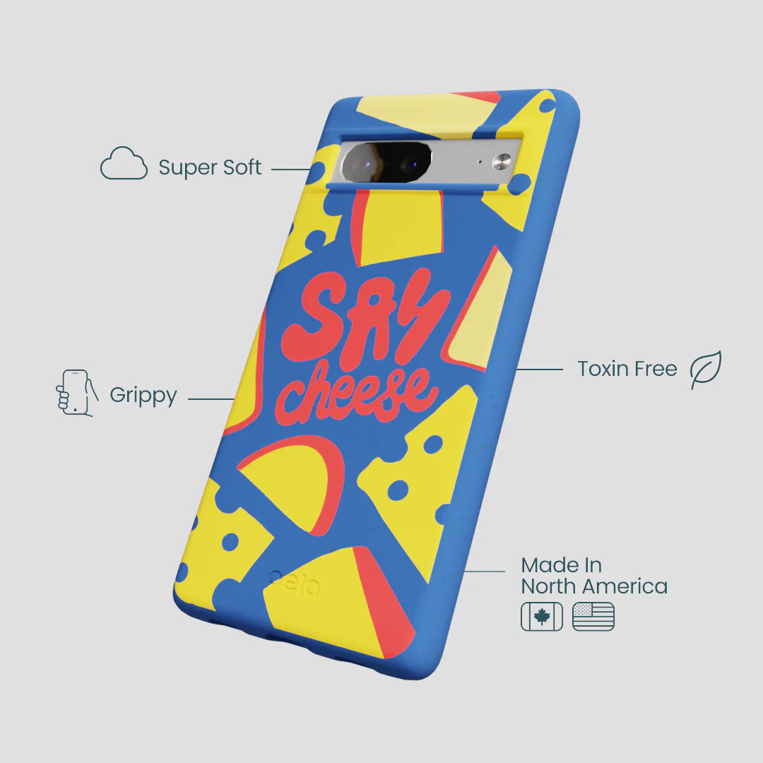 Electric Blue Say Cheese Google Pixel 7 Case - Image 4