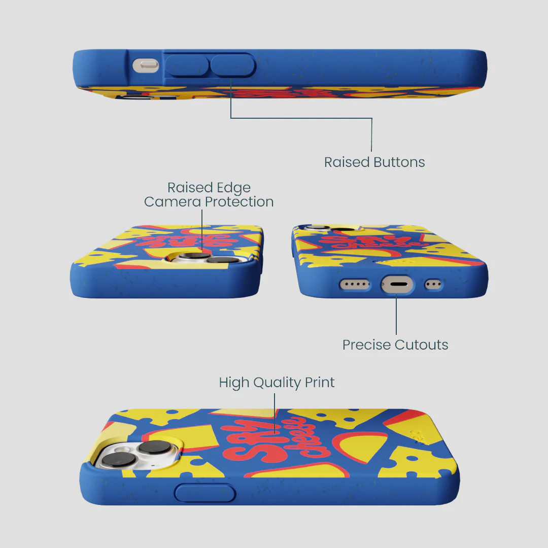 Electric Blue Say Cheese iPhone 13 Case - Image 3