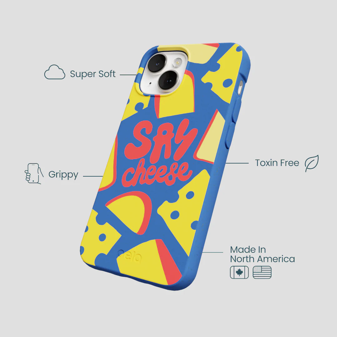 Electric Blue Say Cheese iPhone 13 Case - Image 4