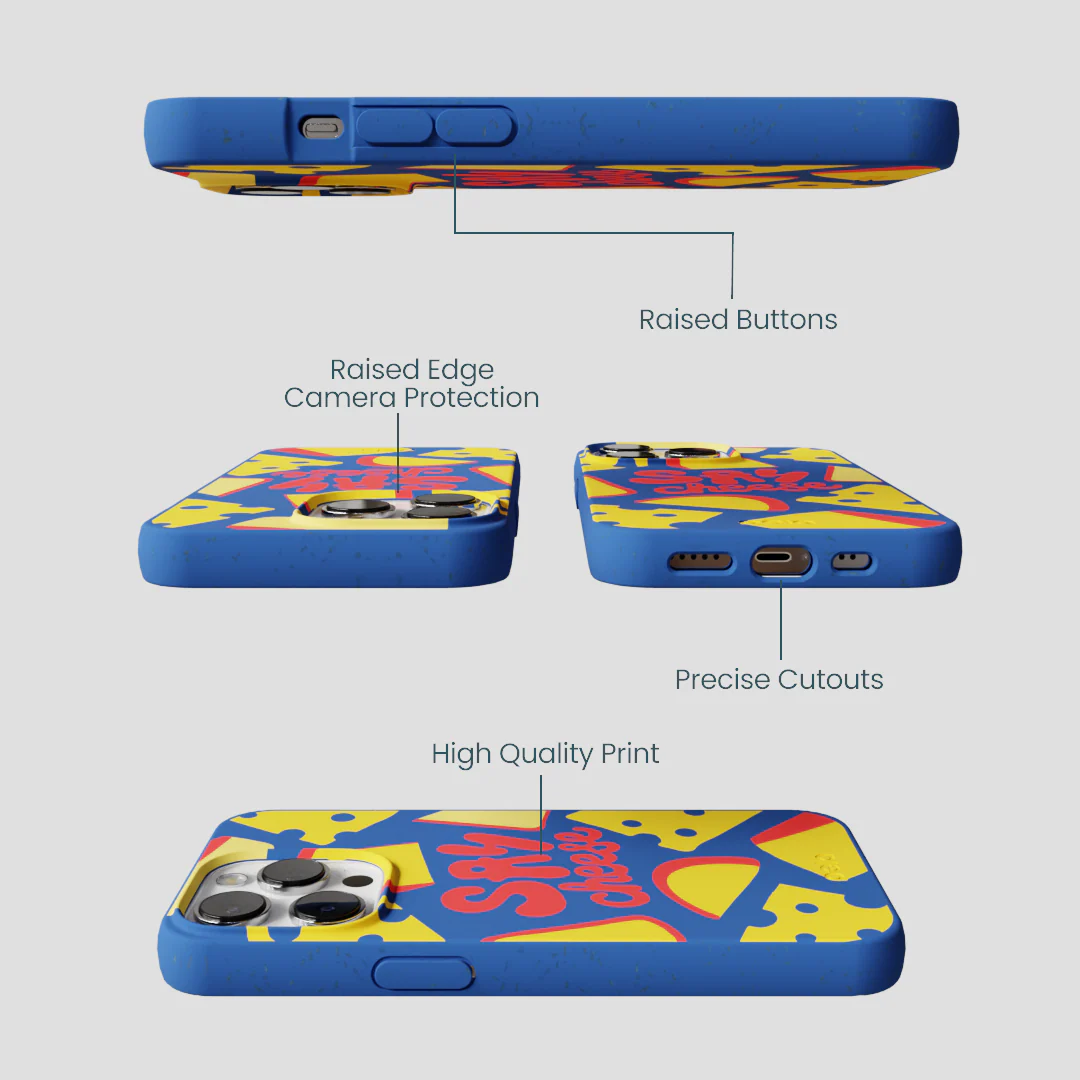 Electric Blue Say Cheese iPhone 13 Pro Case - Image 3