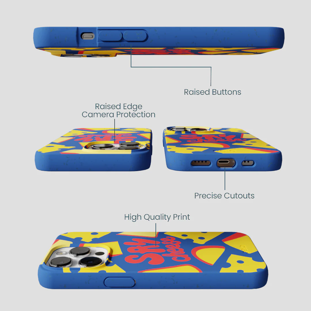 Electric Blue Say Cheese iPhone 13 Pro Max Case - Image 3