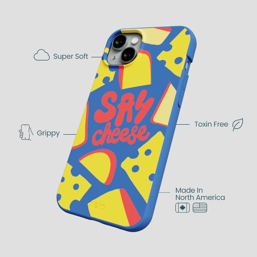 Electric Blue Say Cheese iPhone 14 Plus Case - Image 4