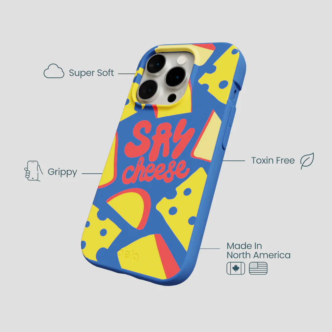 Electric Blue Say Cheese iPhone 14 Pro Case - Image 4