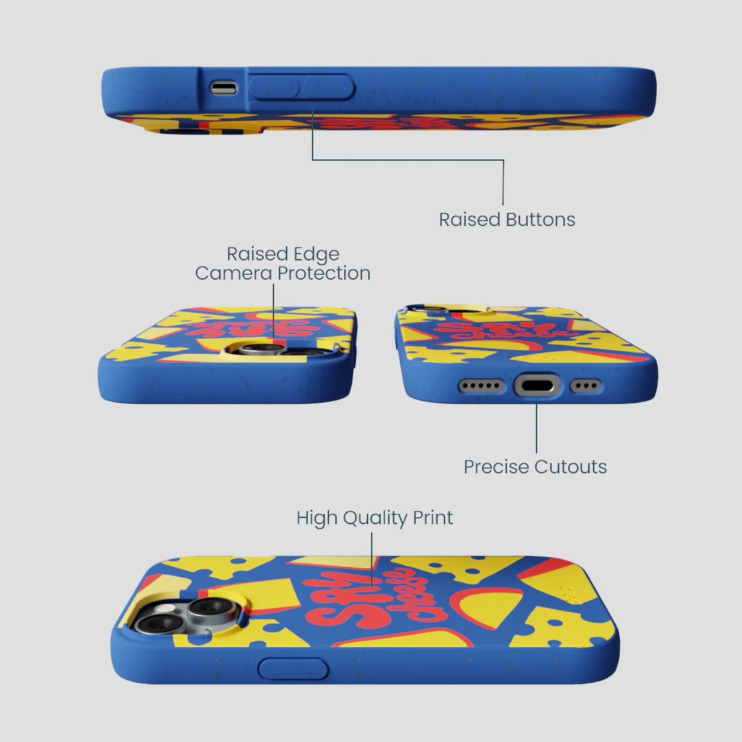 Electric Blue Say Cheese iPhone 15 Case - Image 3