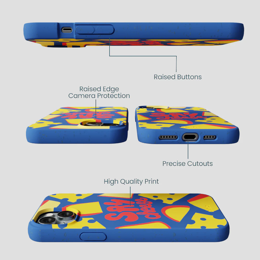 Electric Blue Say Cheese iPhone 15 Plus Case - Image 3
