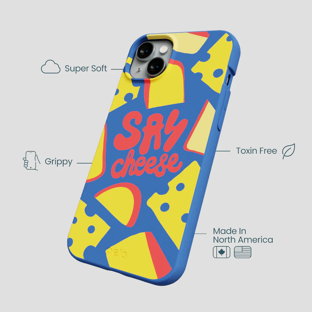 Electric Blue Say Cheese iPhone 15 Plus Case - Image 4
