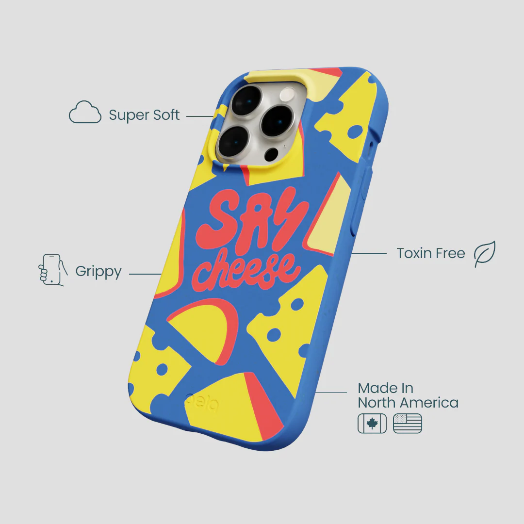 Electric Blue Say Cheese iPhone 15 Pro Case - Image 4