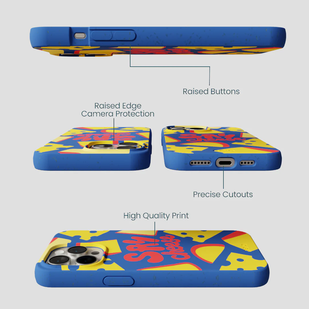 Electric Blue Say Cheese iPhone 15 Pro Max Case - Image 3
