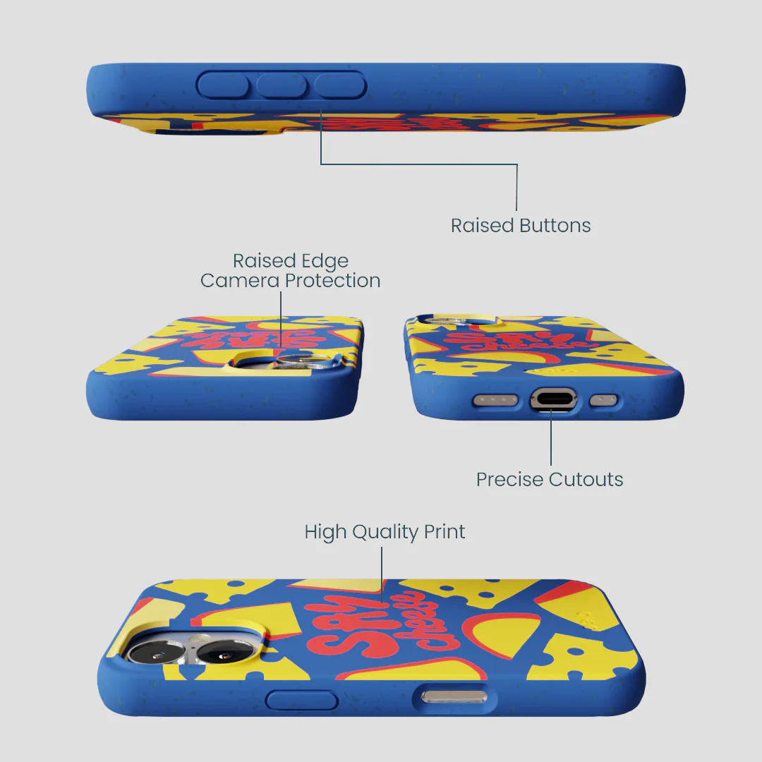Electric Blue Say Cheese iPhone 16 Case - Image 3