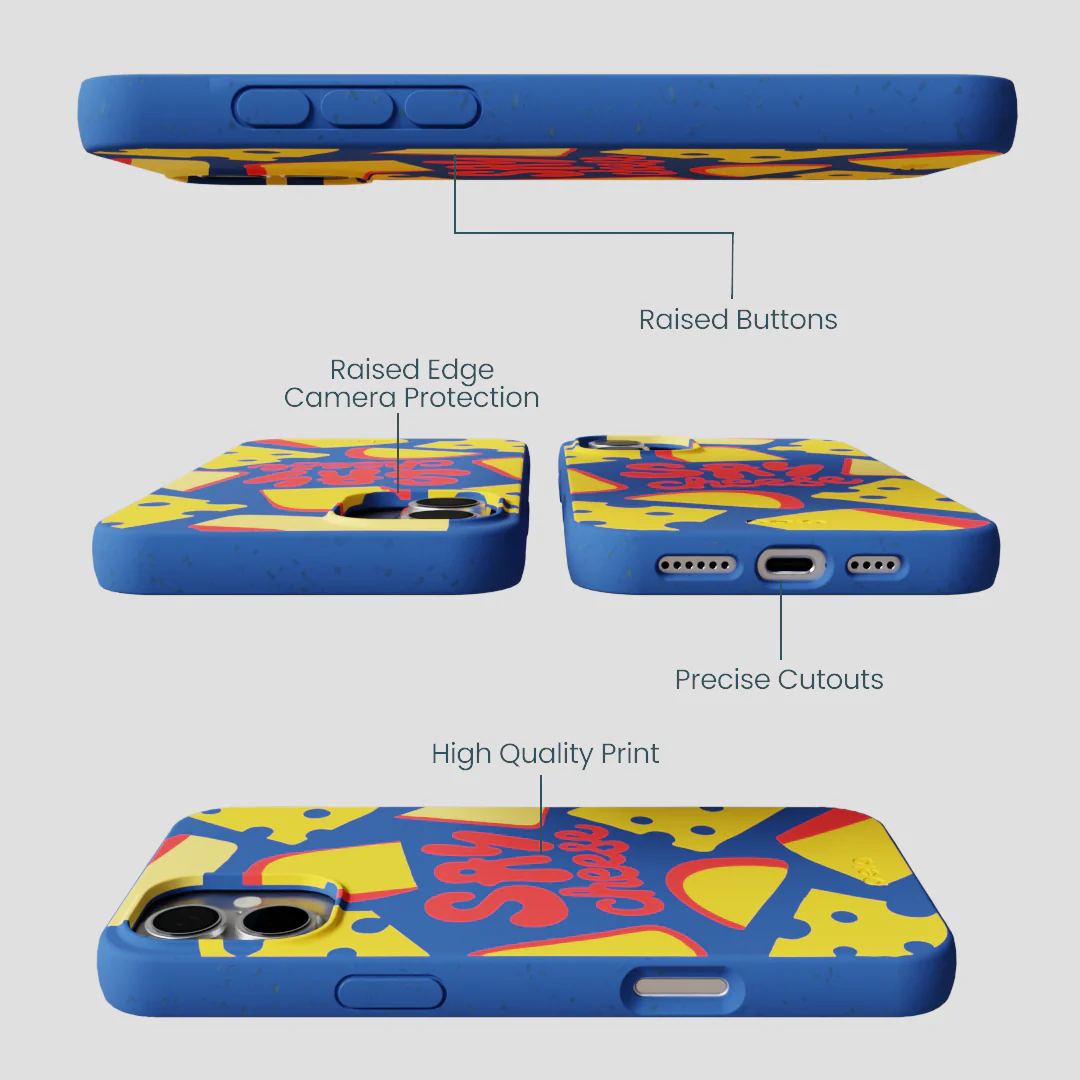 Electric Blue Say Cheese iPhone 16 Plus Case - Image 3