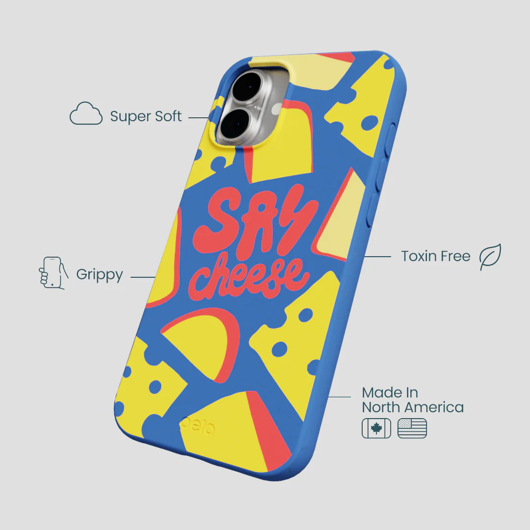 Electric Blue Say Cheese iPhone 16 Plus Case - Image 4