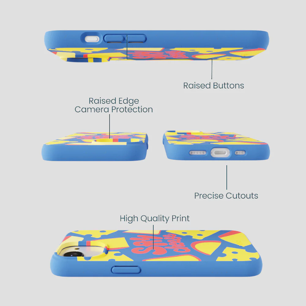 Electric Blue Say Cheese iPhone 16e/17e Case - Image 3