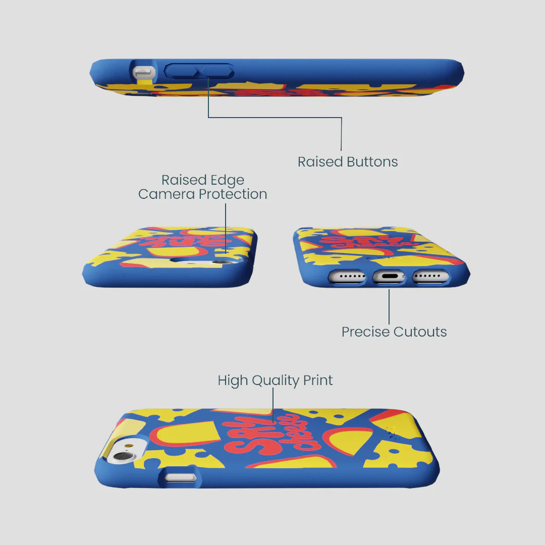 Electric Blue Say Cheese iPhone 6/6s/7/8/SE Case - Image 3