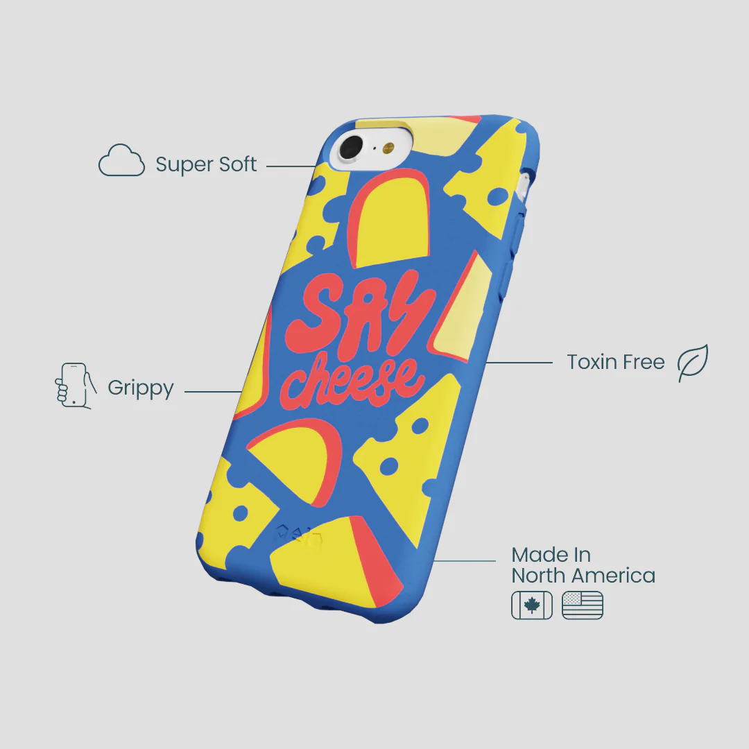 Electric Blue Say Cheese iPhone 6/6s/7/8/SE Case - Image 4